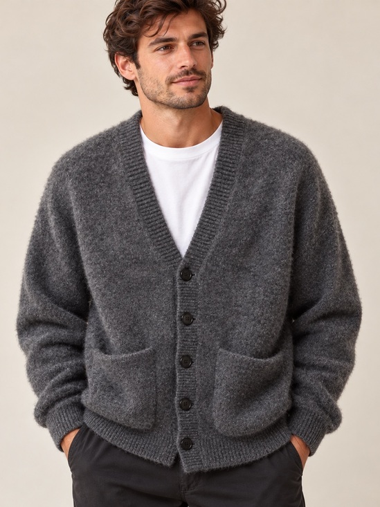 Zara Other - Zara Man Oversized Charcoal Soft Knit Cardigan